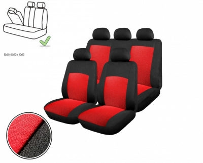 Καλύμματα καθισμάτων για TOYOTA AYGO, σετ, 1/2 - 1/2, κόκκινο με μαύρο