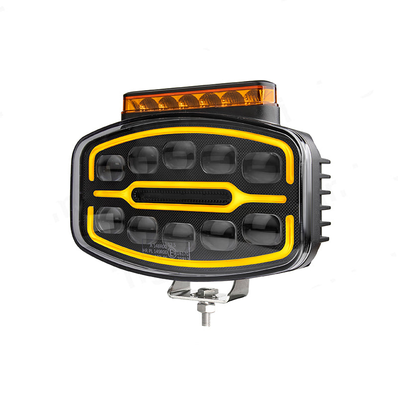 Προβολέας LED τύπου Hella – 55W μεγάλη σκάλα, λευκό/κεχριμπαρί φως ημέρας (DRL) με strobe, εγκεκριμένο κατά ECE