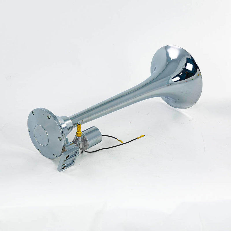 Κόρνα αέρος κοντή στρογγυλή μονή, 43 cm, 24V, χρώμιο, 139 dB για φορτηγά οχήματα