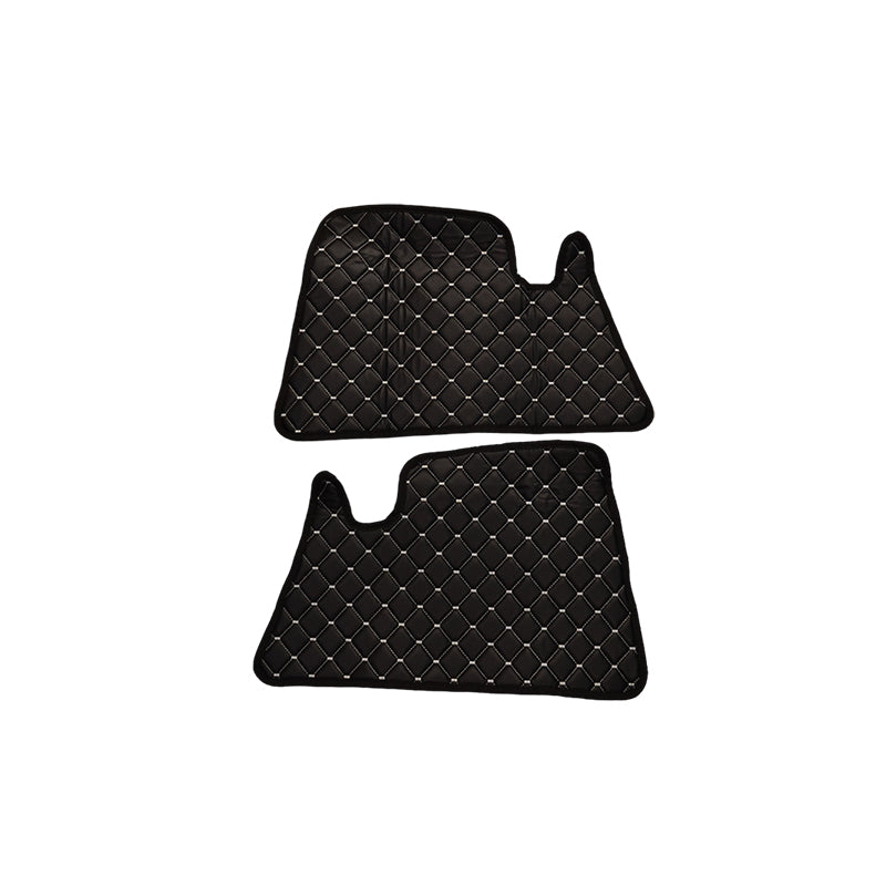 Πατάκια πόρτας – 2 τμχ, τεχνητό δέρμα (eco leather), μαύρο με λευκές ραφές, κατάλληλο για Ford F-Max 2018+