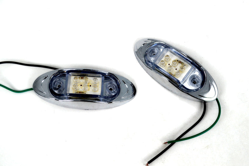 Οβάλ φως θέσης LED, 6 διόδοι LED, λευκό κρύσταλλο με πράσινο φωτισμό, φως σήμανσης 12V