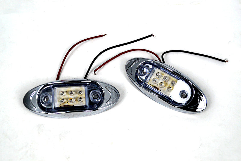 Οβάλ φως θέσης LED – 6 διόδοι, λευκό σώμα με κόκκινο φωτισμό 12V