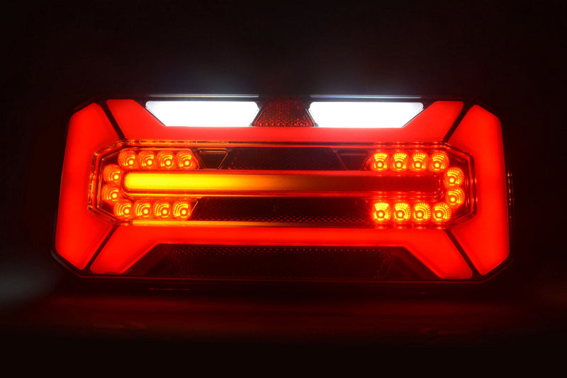 Δεξί LED neon πίσω φανάρι τρέιλερ, τριγωνικό, με δυναμικό φλας, 12/24V, 306 x 133 x 60 mm