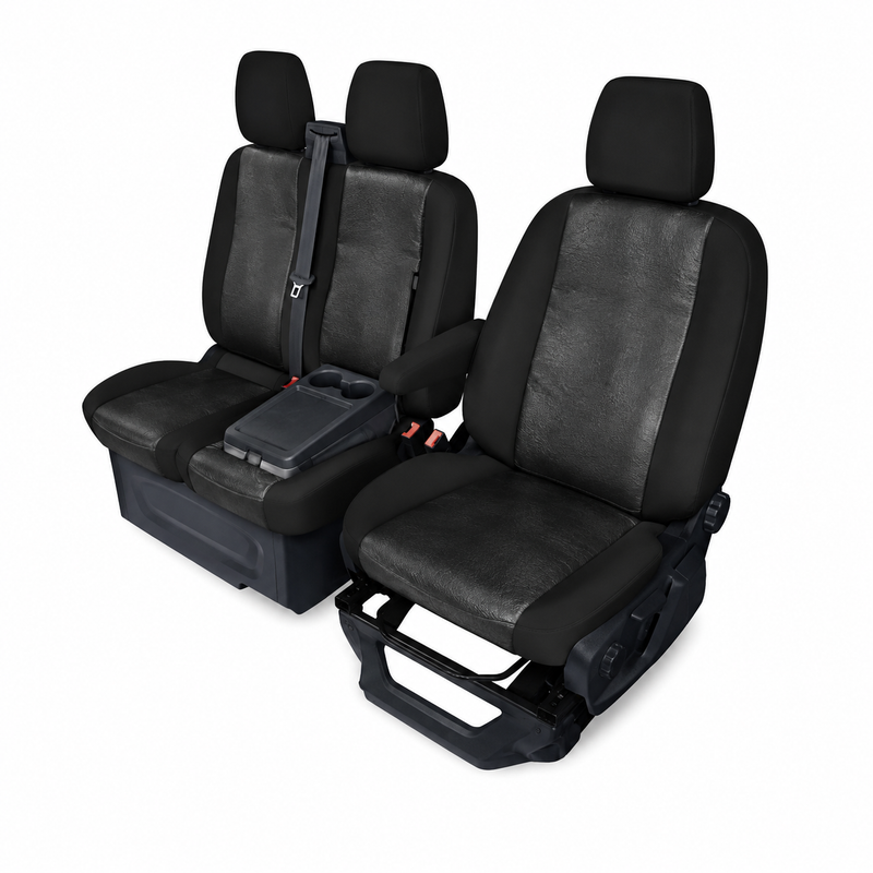 Βελούδινα καλύμματα καθισμάτων για Ford Custom, μπροστινά καθίσματα 2+1, μαύρα
