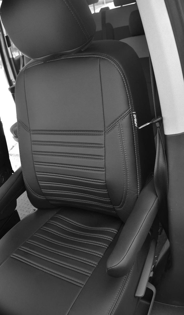 Δερμάτινη ταπετσαρία καθισμάτων για VW Transporter T6 2011–2016 – μαύρη με γκρι ραφή